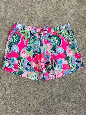Lilly Pulitzer Katia Shorts in the bright “Raise the Bar”tropical floral print